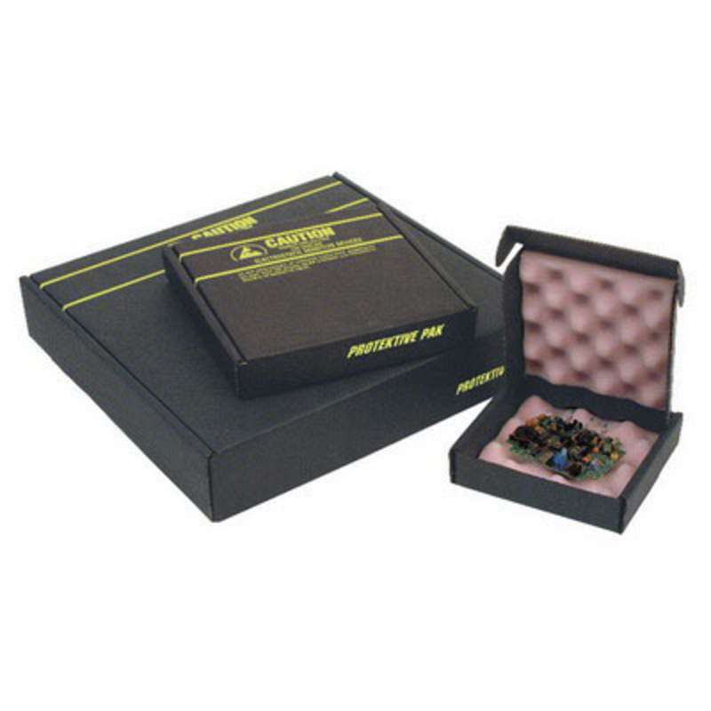 Impregnated Corrugated Fiberboard ESD-Safe Circuit Board Shipper With Foam, 7 in x 5 in x 2-1/2 in, Black